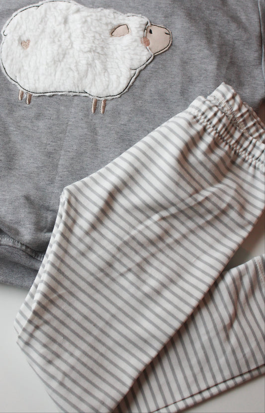 Grau gestreifte Leggings