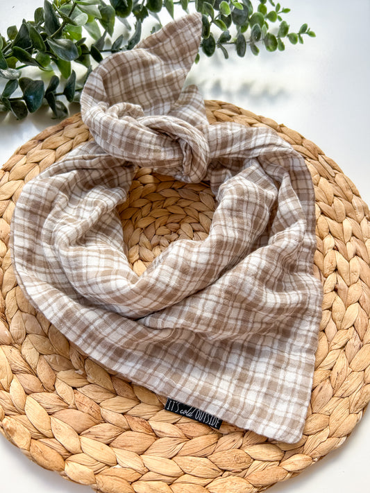 Halstuch beige kariert (70x70cm)