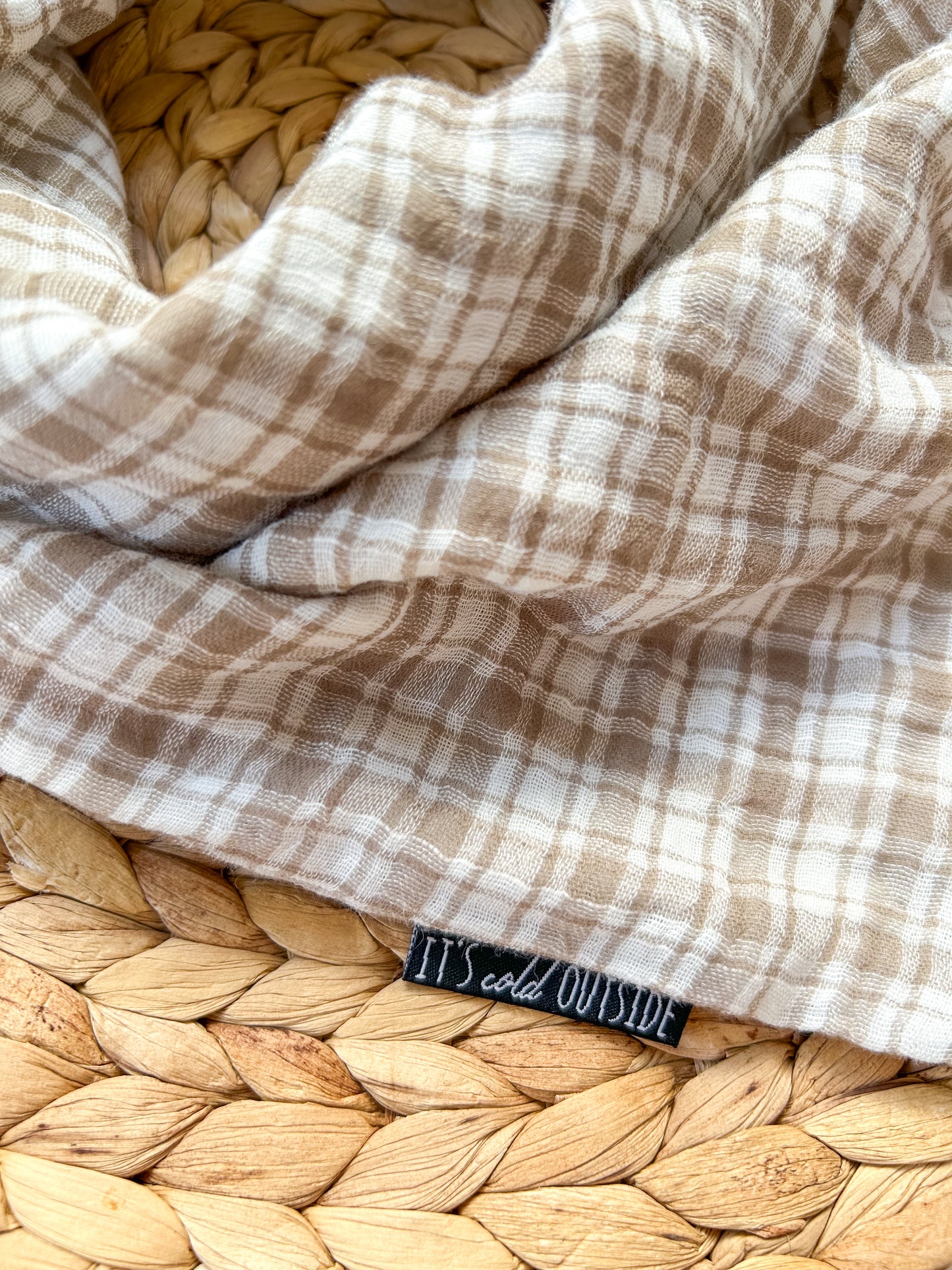 Halstuch beige kariert (70x70cm)