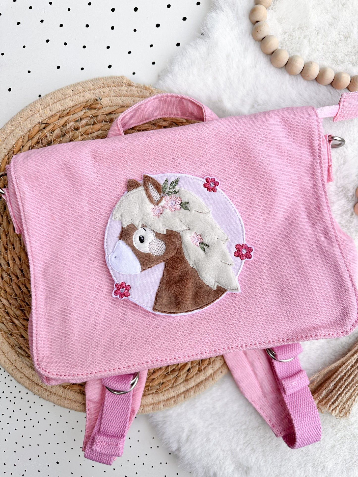 Stickdatei Blumenpony +Gratis Button Variante