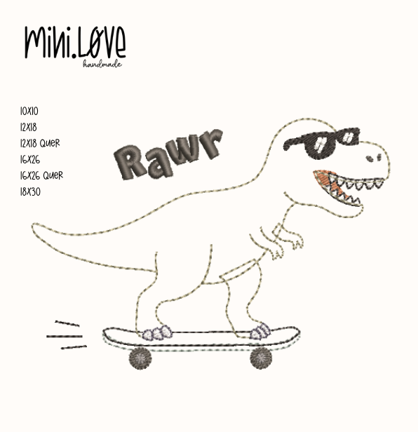 Stickdatei Skate T-Rex
