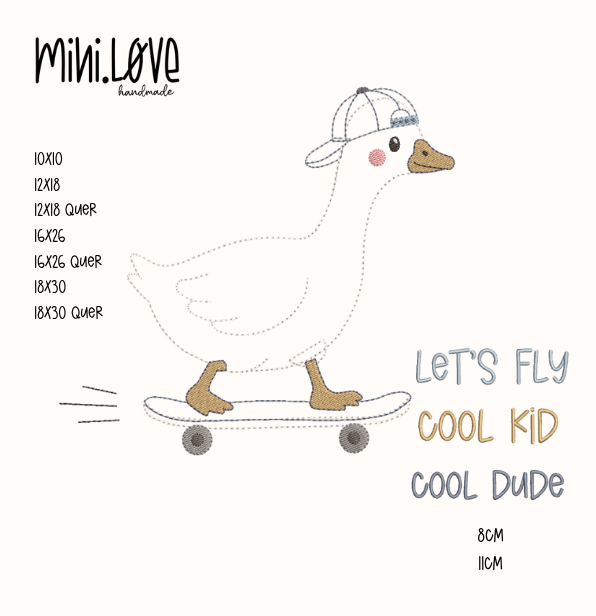 Stickdatei Skate Gans