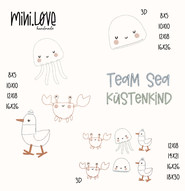 Stickdatei MEGAPACK Team Sea